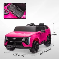 Qaba 2-Seater Ride on Truck, 12V Cadillac Escalade Licensed Kids Electric Car with Remote , Spring Suspension, Pink(m-3)
