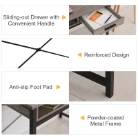 HOMCOM Industrial Computer Desk with Drawer and Open Shelves, Writing Table with Hutch for Home Office, Grey(m-6)