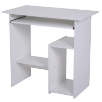 HOMCOM Compact Computer Desk with Keyboard Tray, Storage Shelf & CPU Stand for Home Office White(m-11)