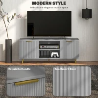 HOMCOM TV Stand with Storage for 55 Inch TV, Modern TV Cabinet with 2 Open Shelves and 2 Cabinets for Living Room, Grey(m-4)