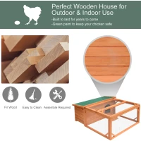 PawHut 51" Chicken Coop Wooden Hen House Rabbit Hutch Poultry Cage Pen Outdoor Backyard with Run(m-4)