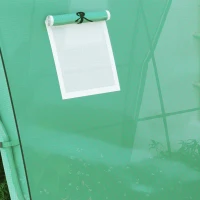 Outsunny Tunnel Hoop House Greenhouse with Sandbags and Hemmed PE Cover, 2 Doors and Screen Windows, 6' x 6' x 6.6', Green(m-9)