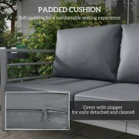 Outsunny Aluminum Garden Sofa, 3-Person Outdoor Couch, Backyard Furniture for 3-person with Cushions, 72.8" x 26" x 25.2", Grey(m-5)