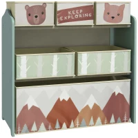 Qaba Toy Organizer with 6 Storage Bins, 25" x 12" x 26", Green(m-11)
