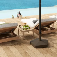 Outsunny Patio Umbrella Base Holder, Heavy Duty Outdoor Umbrella Stand Base, Filled Up to 42lbs with Stand or 33lbs with Water for Garden, Poolside, Brown(m-7)