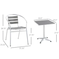 Outsunny 3-Piece Outdoor Patio Bistro Table Set with Aluminum Frame, Woodgrain-Style Tabletop & Draining Slat Design(m-3)