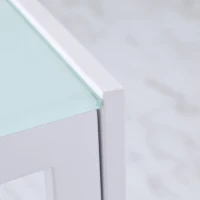 HOMCOM Rectangular Kitchen Table for 4 People, Dining Table with Tabletop Tempered Glass for Dining Room, Living Room, White(m-9)