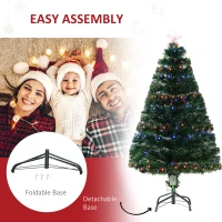 HOMCOM 4ft Fiber Optic Artificial Fir Christmas Tree, LED Pre-Lit Holiday Decoration with 130 Lights and Branch Tips(m-7)