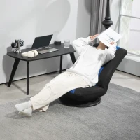 HOMCOM Folding Floor Chair for Adults Teens, 360 Degree Swivel Gaming Chair, 6 Positions Adjustable Lazy Sofa, Blue(m-8)