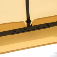 Outsunny 10' x 10' Metal Patio Gazebo, Double Roof Outdoor Gazebo Canopy Shelter with Tree Motifs Corner Frame and Netting, for Garden, Lawn, Backyard, and Deck, Beige(m-7)