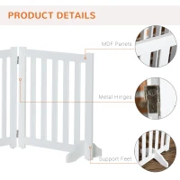 PawHut 23.5"H Foldable Dog Gate with Door, 4 Panels Freestanding Pet Gate Barriers Indoor with Support Feet, Puppy Fence for Small Dogs, White(m-7)