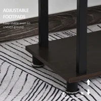 HOMCOM Mobile L-Shaped Rotating Computer Desk with Storage Shelves Moveable Rolling Writing Table Home Office Study Workstation for Home Office, Coffee(m-6)