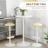 HOMCOM High Top Bar Table, Modern Round Dining Table with Painted Top and Steel Base, Bistro Table for 2 People, White(m-4)