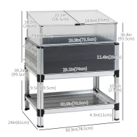 Outsunny Raised Garden Bed with Cold Frame Greenhouse and Storage Shelf, Aluminum & PVC Elevated Planter Box for Herbs and Vegetables, Use for Patio, Backyard, Balcony(m-3)