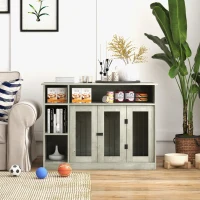 PawHut 47" Dog Crate Furniture with Storage, for Large Medium Dogs, Gray(m-9)