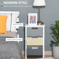 HOMCOM Bedside Table with 3 Drawers, Tall Nightstand for Bedroom, Modern Side Table with Storage, Multi-Colour(m-6)