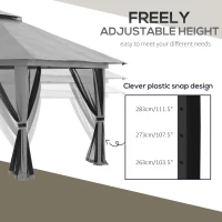 Outsunny 13' x 13' Pop Up Canopy, 2-Tier Roof Easy up Tent Shelter with Nettings Carry Bag Weight Bags for Garden, Patio, Grey(m-6)