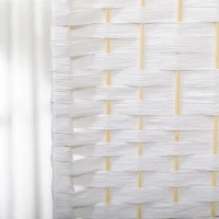 HOMCOM 3 Panel Folding Room Divider, Portable Privacy Screen, Wave Fiber Room Partition for Home Office, White(m-10)