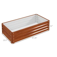 Outsunny Galvanized Raised Garden Bed, 4' x 2' x 1' Metal Planter Box, for Growing Vegetables, Flowers, Herbs, Succulents, Brown(m-3)