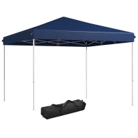Outsunny 13' x 13' Pop Up Canopy Tent with Height Adjustable for Outdoor, Garden, Patio, Dark Blue(m-11)
