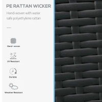 Outsunny Outdoor Wicker Swivel Recliner Chair, Reclining Backrest, Lifting Footrest, 360° Rotating Basic, Water Resistant Cushions for Patio, Light Blue(m-4)