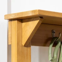 Outsunny 2-Level Outdoor Potting Bench, Wooden Potting Table with Storage Shelf and Top Hooks for Greenhouse, Garden, Patio(m-10)