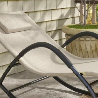 Outsunny UV Water Resistant Rocking Chair for Sunbathing, Lawn, Garden or Pool, Light Brown(m-9)