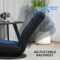 HOMCOM Folding Floor Chair for Adults Teens, 360 Degree Swivel Gaming Chair, 6 Positions Adjustable Lazy Sofa, Blue(m-4)