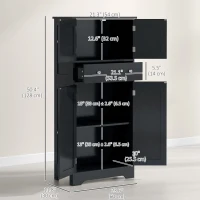 HOMCOM 50.5" Kitchen Storage Cabinet, Modern Kitchen Pantry Cabinet with 4 Doors, Drawer, Adjustable Shelf, Black(m-3)