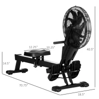 Soozier Air Rowing Machine, Foldable Rower with Digital Monitor & Steel Frame for Gym or Home Use(m-3)
