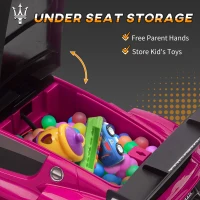 Qaba 6V Maserati GT2 Licensed Electric Car for Kids, Ride on Car with Under Seat Storage, LED Headlights Music, Pink(m-6)
