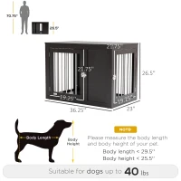 PawHut Dog Crate Furniture Wire Pet Cage Wooden Dog Kennel, End Table with Double Doors, and Locks, for Medium and Large Dog House Indoor Use, Coffee(m-3)