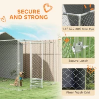 PawHut Galvanized Chain Link Large Outdoor Dog Kennel with Waterproof & UV-Resistant Cover, for M&L Dogs, 13.1' x 7.5' x 7.5'(m-5)