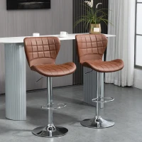 HOMCOM Set of 2 Counter Height Bar Stools Swivel Stool Height Adjustable Bar Chairs with Footrest for Kitchen Dining Home Pub, Brown(m-8)