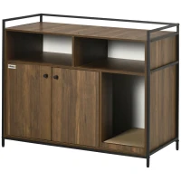 PawHut Hidden Cat Litter Box Enclosure with Scratching Pad, Cat Washroom Storage Bench Side End Table with Double Doors, Brown(m-11)