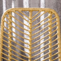 HOMCOM Set of 2 Rattan Barstools Wicker Counter Stools with Steel Legs and Footrest for Dining Room Kitchen Pub Yellow(m-9)