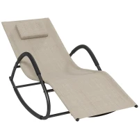 Outsunny UV Water Resistant Rocking Chair for Sunbathing, Lawn, Garden or Pool, Light Brown(m-11)