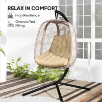 Outsunny Outdoor Swing Cushion, Tufted Patio Cushion Replacement for Garden Chair Egg Chair,  Indoor Outdoor Seat Cushion, Beige(m-5)
