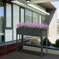 Outsunny Metal Raised Garden Bed, Elevated Planter Box with Legs and Drain Holes, Dark Gray(m-10)