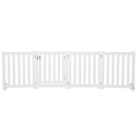 PawHut 23.5"H Foldable Dog Gate with Door, 4 Panels Freestanding Pet Gate Barriers Indoor with Support Feet, Puppy Fence for Small Dogs, White(m-11)
