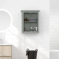 kleankin Over Toilet Storage Cabinet, Bathroom Wall Cabinet with Adjustable Shelf for Living Room and Entryway, Grey(m-7)