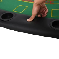 Soozier Poker Table Foldable, 72" Blackjack Table for 7 Players with Chip & Cup Holder, Green Felt(m-8)