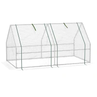 Outsunny 6' x 3' x 3' Portable Tunnel Greenhouse Outdoor Garden Mini with Large Zipper Doors & Water/UV PE Cover White(m-11)