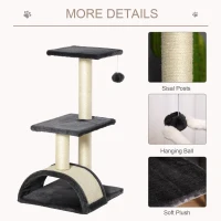 PawHut 28" Cat Tree with Scratching Post, Pad, Toy Ball for Indoor Cats, Grey(m-5)