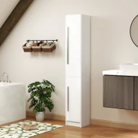 HOMCOM Freestanding Tall Bathroom Storage Cabinet with Adjustable Shelves, Bathroom Organizer, White Wood Grain(m-9)