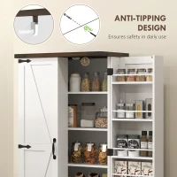 HOMCOM 47" Kitchen Pantry Storage Cabinet, Farmhouse Kitchen Pantry Cabinet with Adjustable Shelves and Door Shelves, White(m-7)
