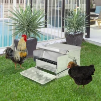 PawHut 30 lbs Capacity Automatic Chicken Poultry Feeder with a Galvanized Steel and Aluminium Build, Weatherproof Design(m-2)