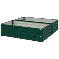 Outsunny Galvanized Raised Garden Bed, 4' x 2' x 1' Metal Planter Box, for Growing Vegetables, Flowers, Herbs, Succulents, Green(m-1)