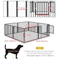 PawHut Dog Fence Outdoor 8 Panels 24" Height Indoor Steel Pet Exercise Pen DIY Design for Small Dogs(m-3)