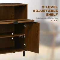 HOMCOM Sideboard Buffet Cabinet, Kitchen Cabinet with Metal Grid Flip Drawer, Adjustable Shelf, Accent Cabinet for Living Room, Walnut(m-5)